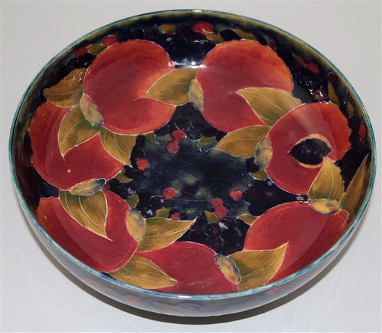 A Moorcroft pomegranate fruit bowl, c.1918, 26.5cm